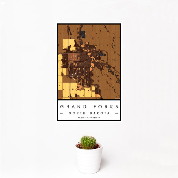 Grand Forks - North Dakota Map Print in Ember