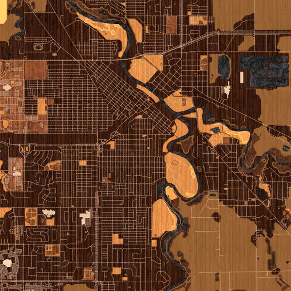 Grand Forks - North Dakota Map Print in Ember