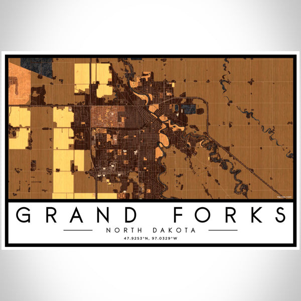 Grand Forks - North Dakota Map Print in Ember