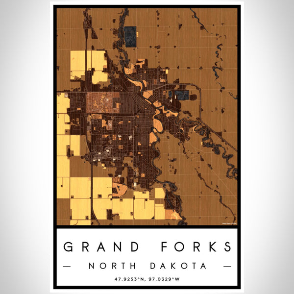 Grand Forks - North Dakota Map Print in Ember