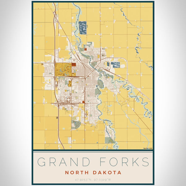Grand Forks - North Dakota Map Print in Woodblock