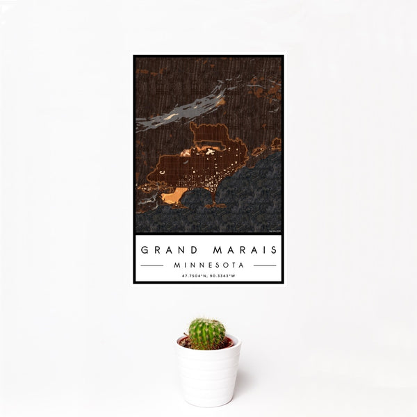 Grand Marais - Minnesota Map Print in Ember