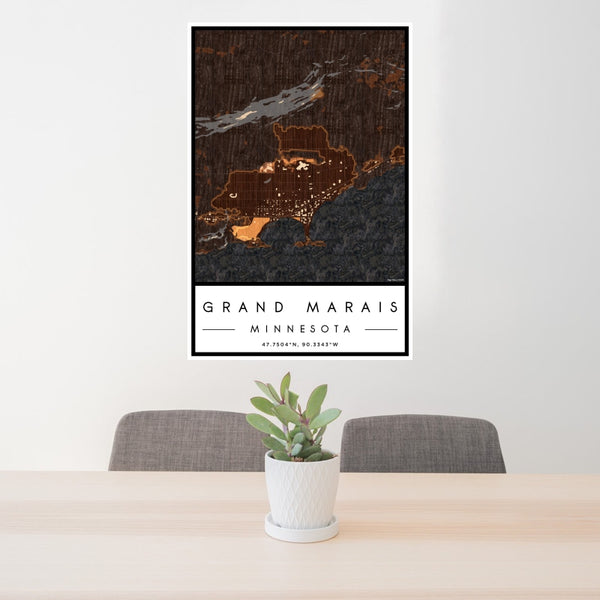 Grand Marais - Minnesota Map Print in Ember