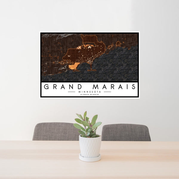Grand Marais - Minnesota Map Print in Ember