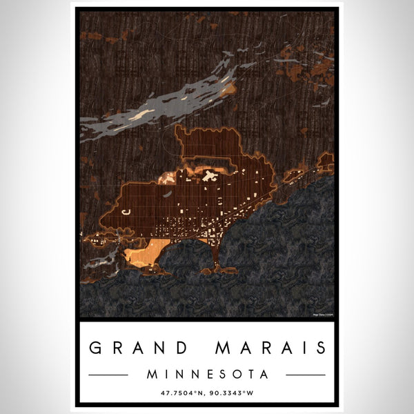 Grand Marais - Minnesota Map Print in Ember