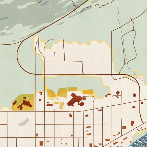 Grand Marais - Minnesota Map Print in Woodblock