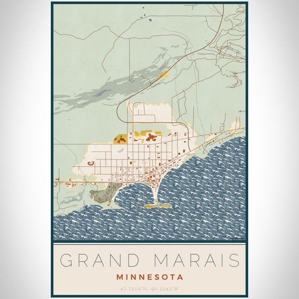 Grand Marais - Minnesota Map Print in Woodblock