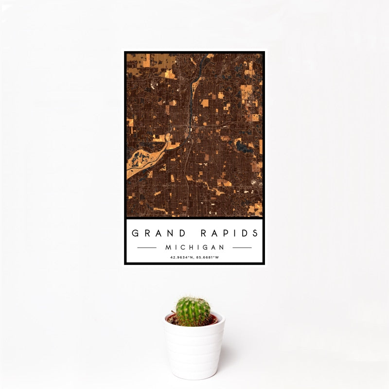 Grand Rapids - Michigan Map Print in Ember