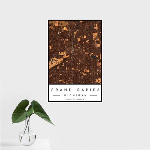 Grand Rapids - Michigan Map Print in Ember