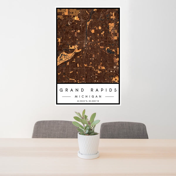Grand Rapids - Michigan Map Print in Ember