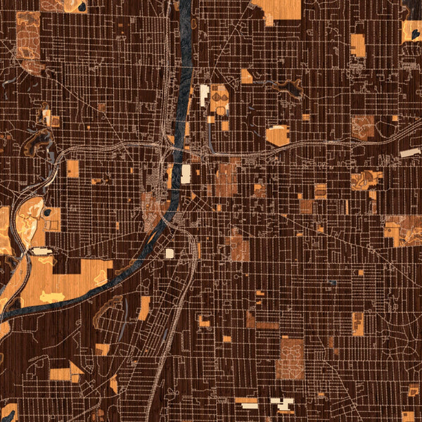 Grand Rapids - Michigan Map Print in Ember