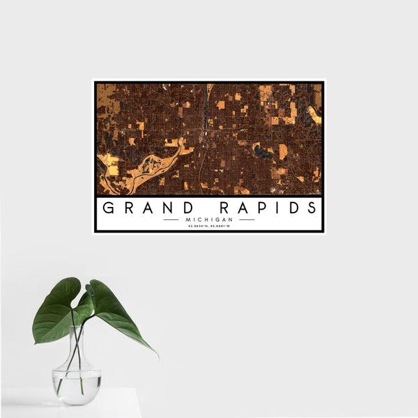Grand Rapids - Michigan Map Print in Ember