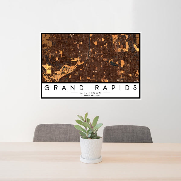 Grand Rapids - Michigan Map Print in Ember