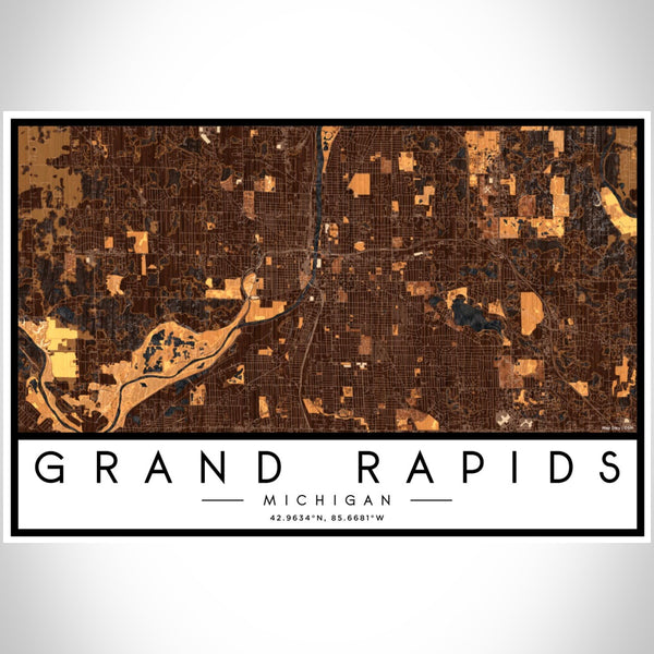 Grand Rapids - Michigan Map Print in Ember