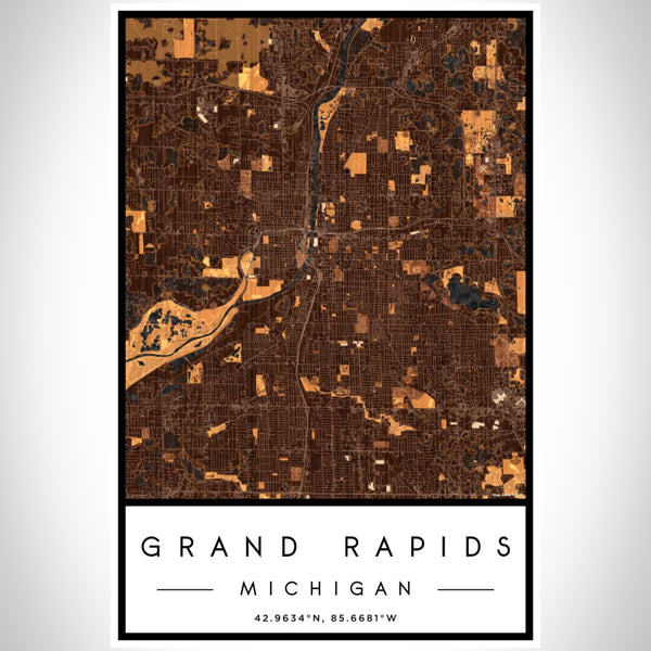 Grand Rapids - Michigan Map Print in Ember