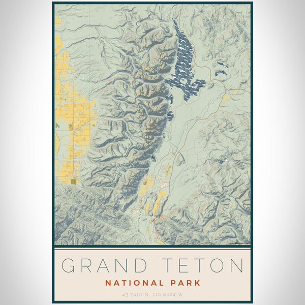 Grand Teton - National Park Map Print in Woodblock
