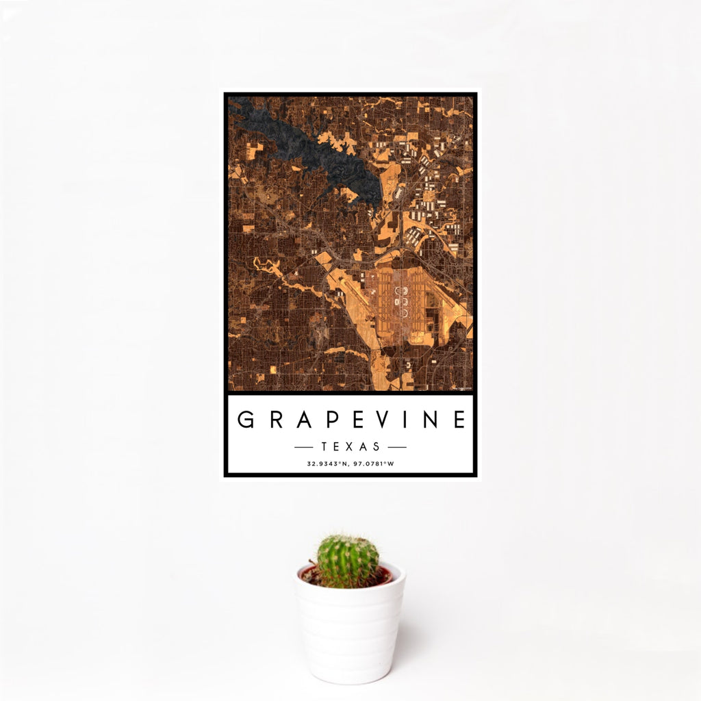 Grapevine - Texas Map Print in Ember
