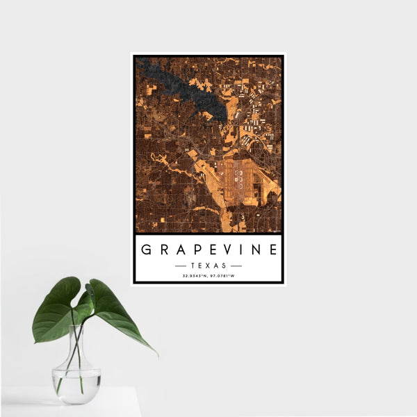Grapevine - Texas Map Print in Ember