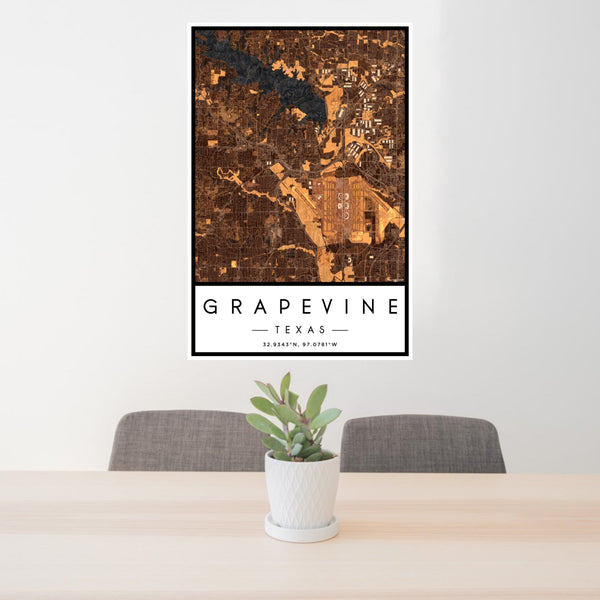 Grapevine - Texas Map Print in Ember