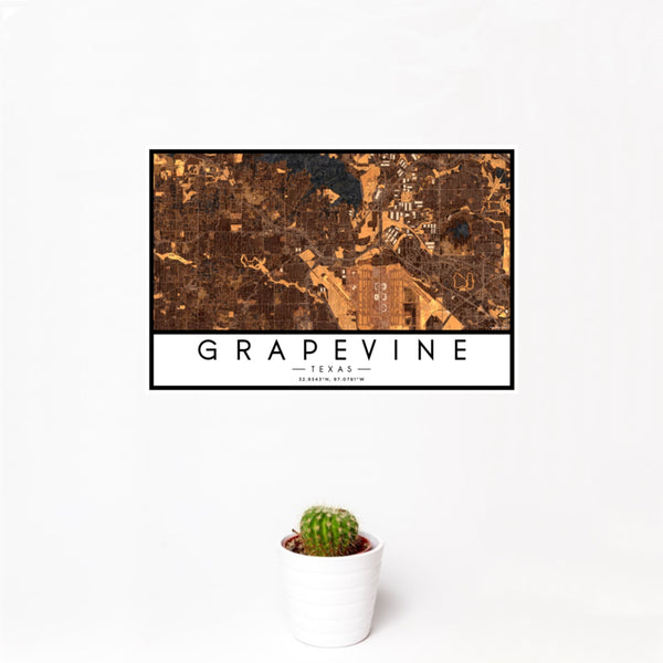 Grapevine - Texas Map Print in Ember