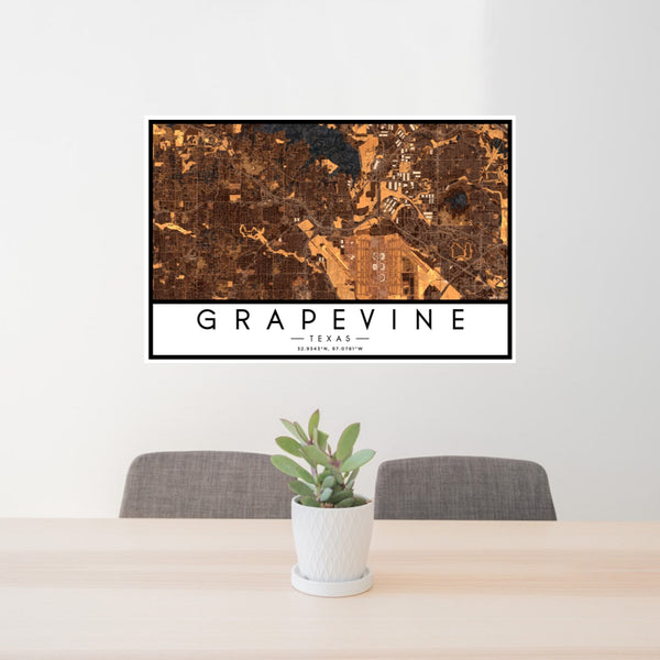 Grapevine - Texas Map Print in Ember
