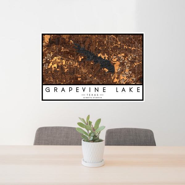 Grapevine Lake - Texas Map Print in Ember