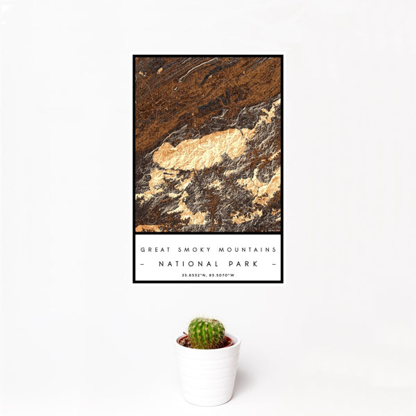 Great Smoky Mountains - National Park Map Print in Ember
