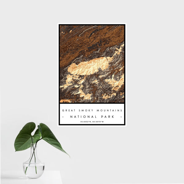 Great Smoky Mountains - National Park Map Print in Ember
