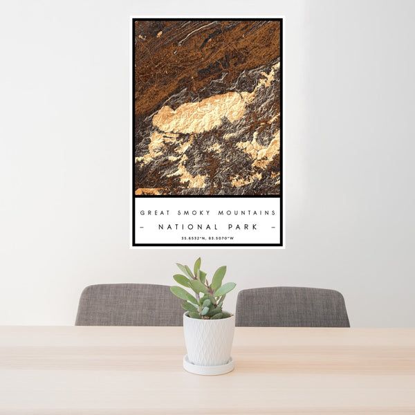 Great Smoky Mountains - National Park Map Print in Ember