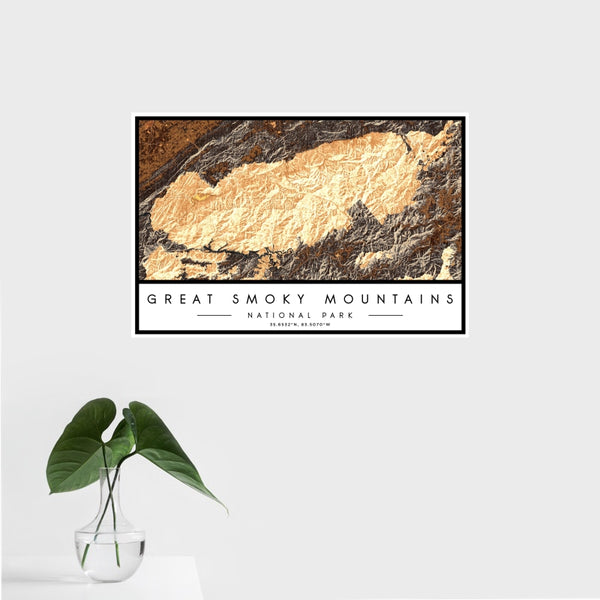 Great Smoky Mountains - National Park Map Print in Ember