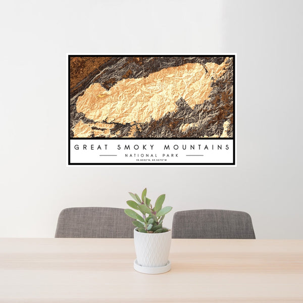 Great Smoky Mountains - National Park Map Print in Ember