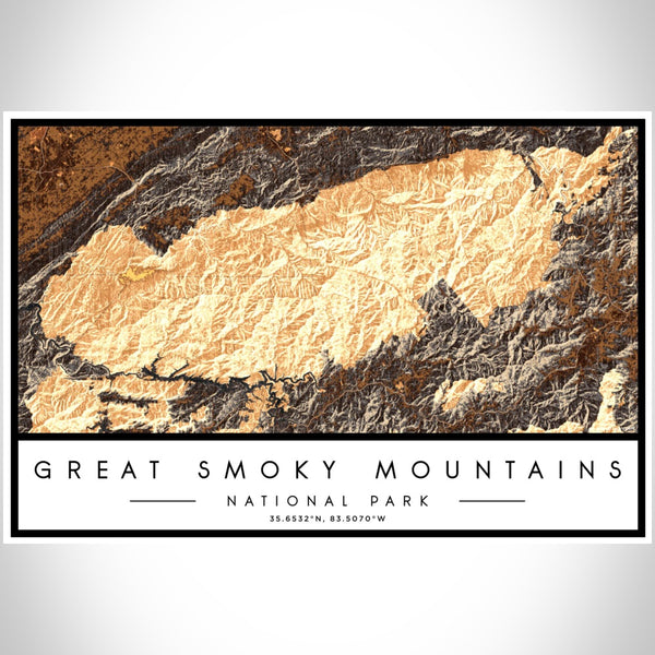 Great Smoky Mountains - National Park Map Print in Ember