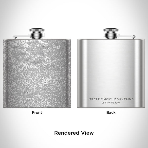 Great Smoky Mountains National Park - Tennessee Map Hip Flask