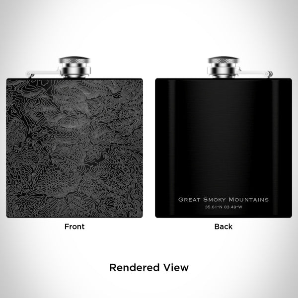 Great Smoky Mountains National Park - Tennessee Map Hip Flask in Matte Black