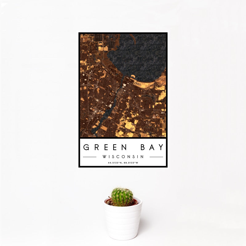 Green Bay - Wisconsin Map Print in Ember