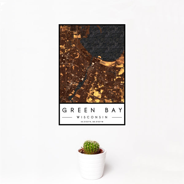 Green Bay - Wisconsin Map Print in Ember