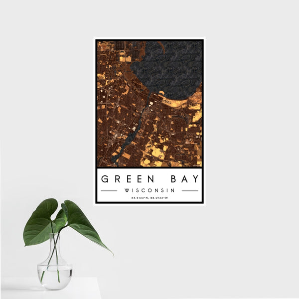 Green Bay - Wisconsin Map Print in Ember