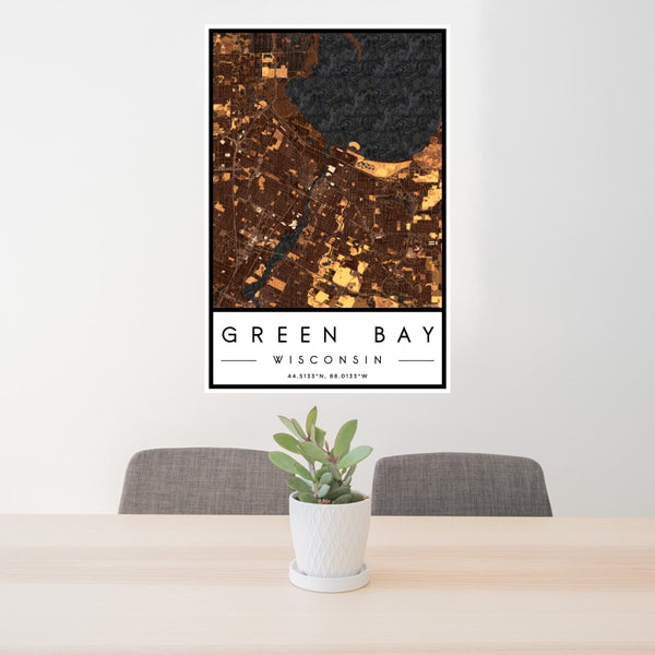Green Bay - Wisconsin Map Print in Ember