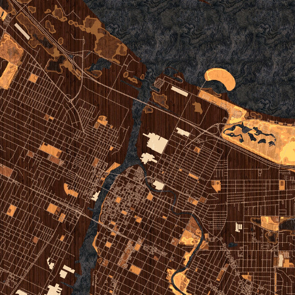 Green Bay - Wisconsin Map Print in Ember