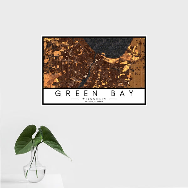 Green Bay - Wisconsin Map Print in Ember