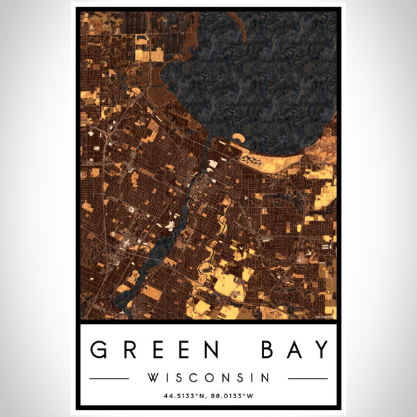 Green Bay - Wisconsin Map Print in Ember