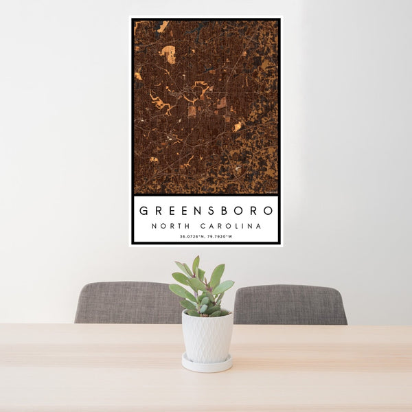 Greensboro - North Carolina Map Print in Ember