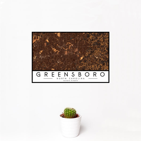 Greensboro - North Carolina Map Print in Ember