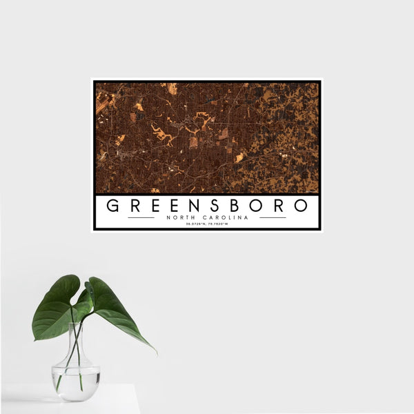 Greensboro - North Carolina Map Print in Ember
