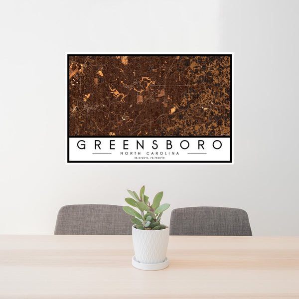 Greensboro - North Carolina Map Print in Ember
