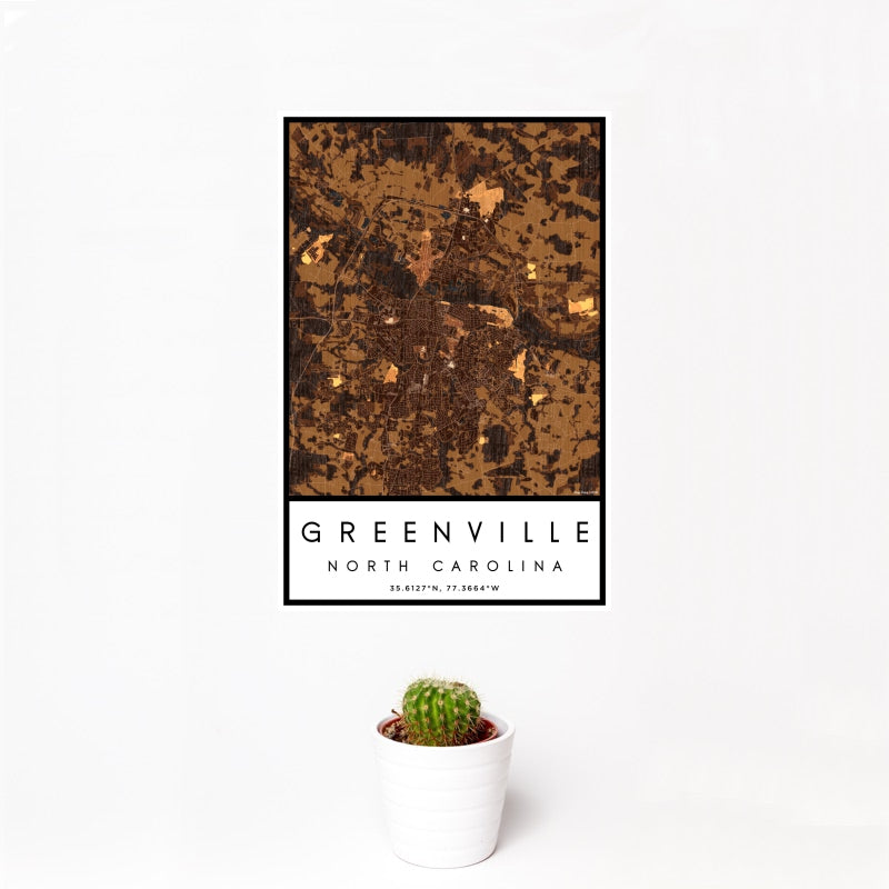 Greenville - North Carolina Map Print in Ember