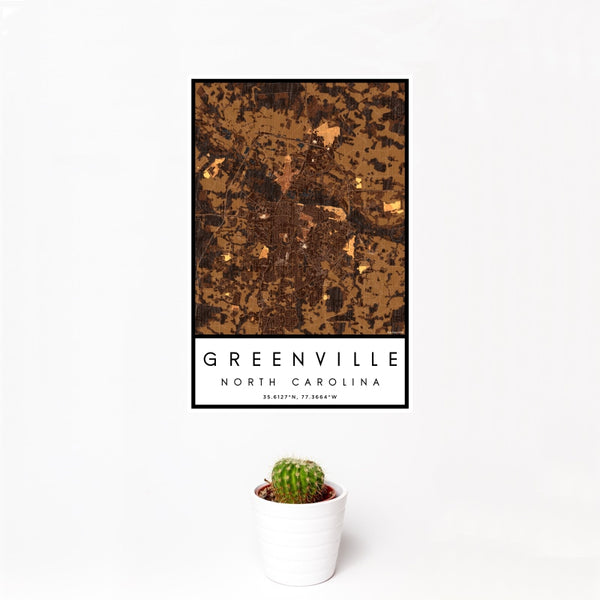 Greenville - North Carolina Map Print in Ember