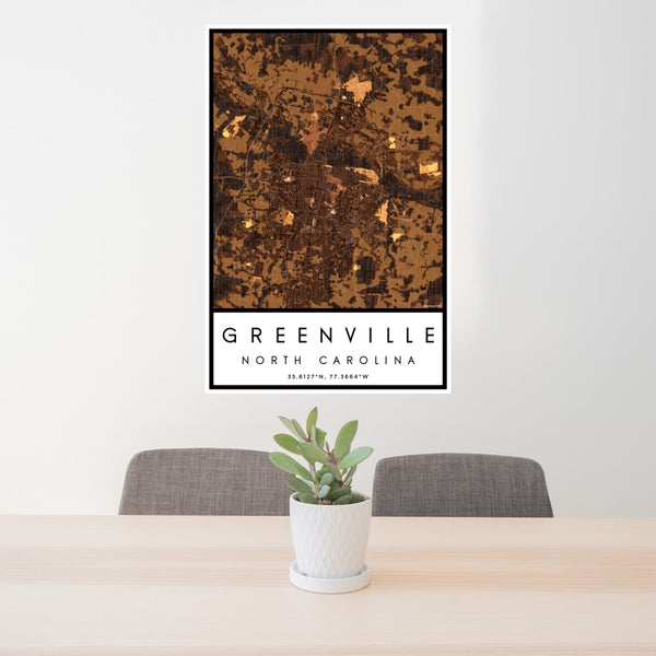 Greenville - North Carolina Map Print in Ember