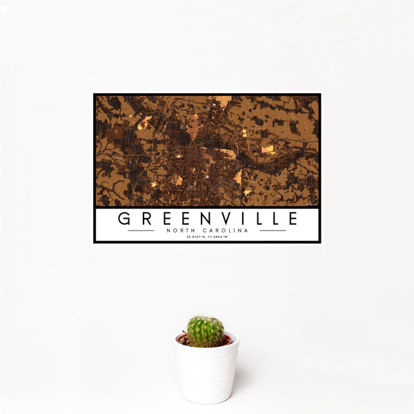 Greenville - North Carolina Map Print in Ember