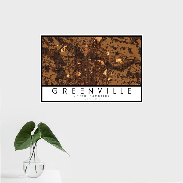 Greenville - North Carolina Map Print in Ember